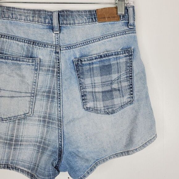 American Eagle Highest Rise Mom Shorts Crossover Plaid Mixed Media Womens 0 - Picture 6 of 11